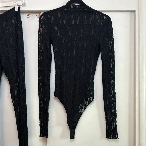 ZARA Black Lace Bodysuit and Pants Set - Picture 5 of 9
